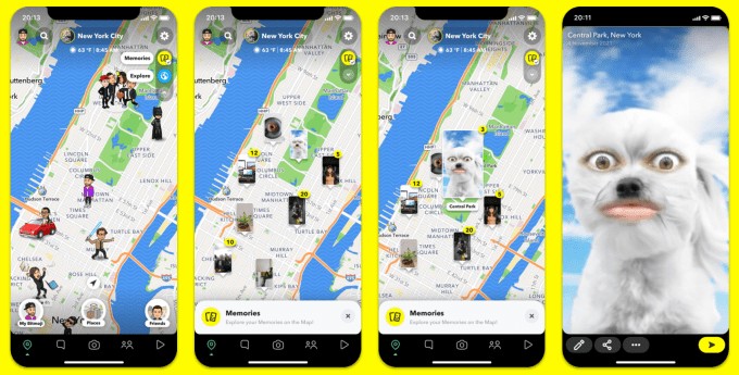 snapchat launches memories and explore layers on snap map