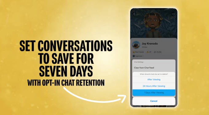 snapchat users can now keep messages in a chat for a week
