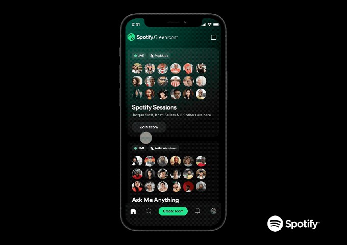 spotify launches its live audio app and clubhouse rival, spotify greenroom