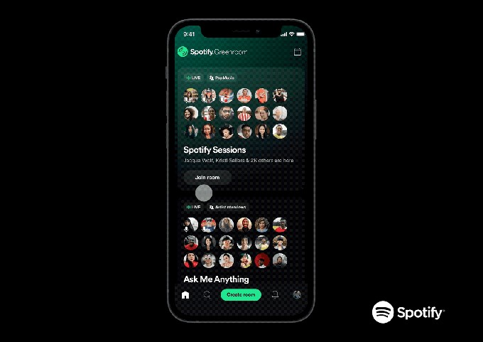 spotify launches its live audio app and clubhouse rival, spotify greenroom