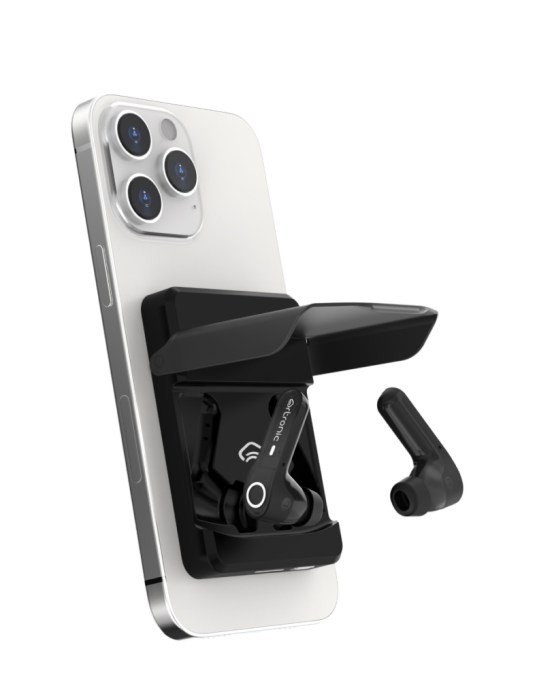 these magsafe earbuds snap on to the back of an iphone