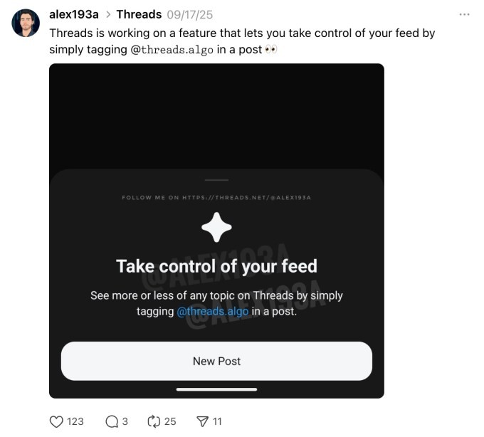 threads is developing a tool that lets you ‘tag’ its algorithm to configure your feed