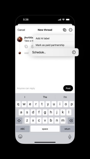 threads is testing a post-scheduling feature
