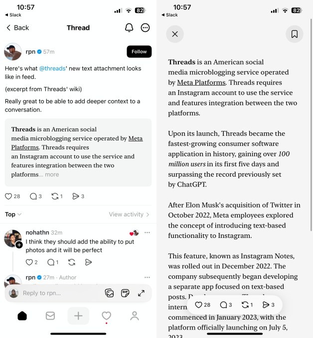 threads tests a way to share long-form text on the platform