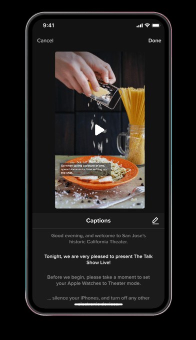 tiktok adds auto captions to make videos accessible to hard of hearing and deaf