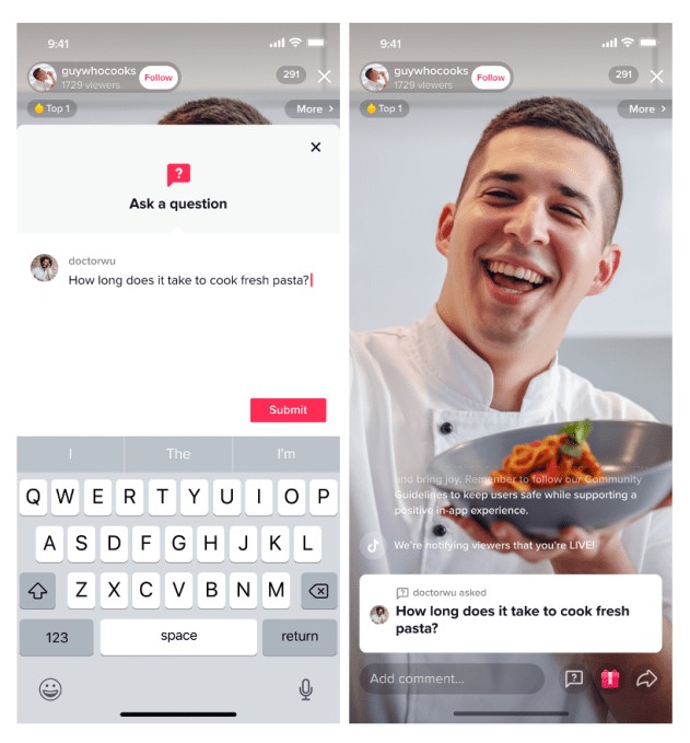 tiktok expands live platform with new features, including events, co-hosts, q&as and more