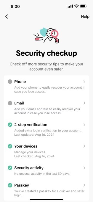 tiktok rolls out a ‘security checkup’ tool to help users secure their accounts