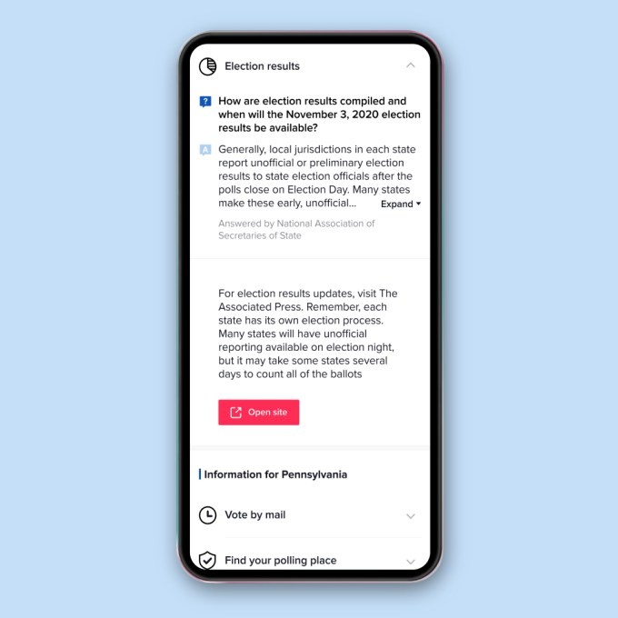tiktok to add election day resources, live results from ap to its election guide