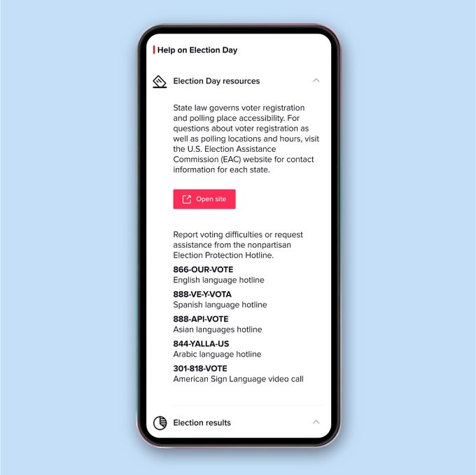 tiktok to add election day resources, live results from ap to its election guide