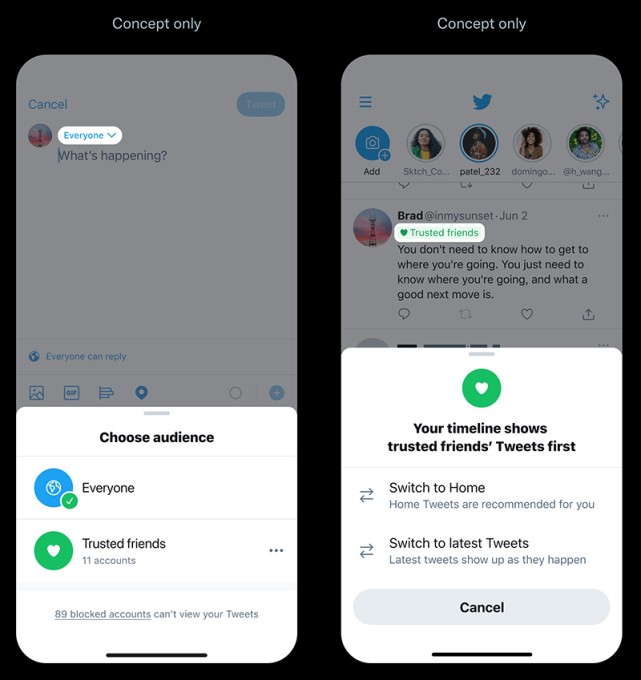 twitter considers new features for tweeting only to friends, under different personas and more