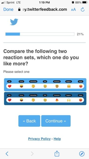 twitter is exploring the use of facebook-style emoji reactions