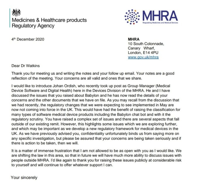 uk’s mhra says it has ‘concerns’ about babylon health — and flags legal gap around triage chatbots