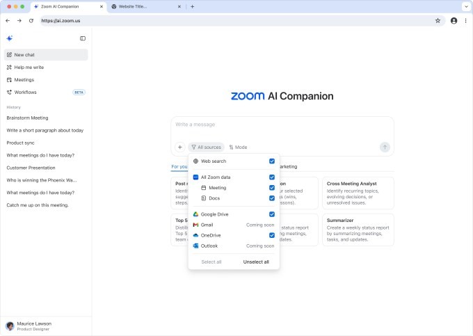 zoom brings its ai assistant to the web with access to free users