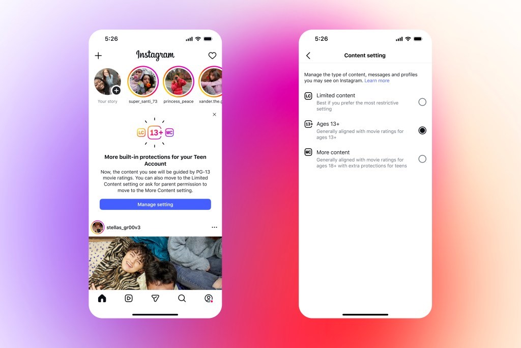 Instagram PG-13 Default & New Parental Controls