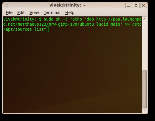 Install GIMP 2.7.1 on Lucid Lynx with PPA