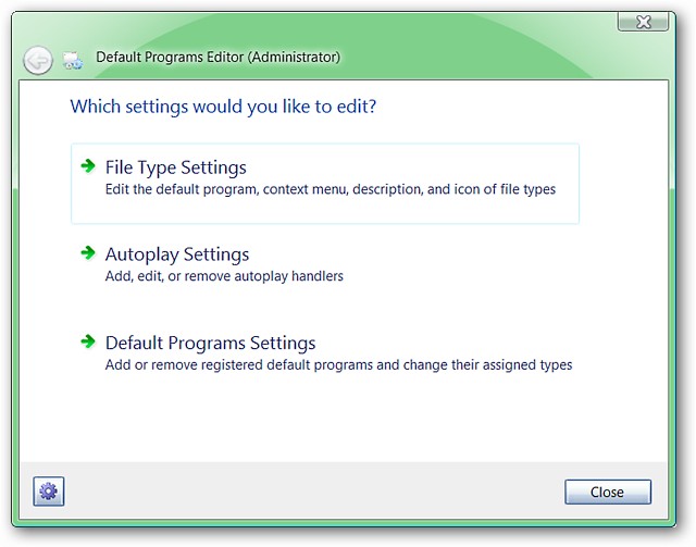 Modify System Settings - Default Programs Editor