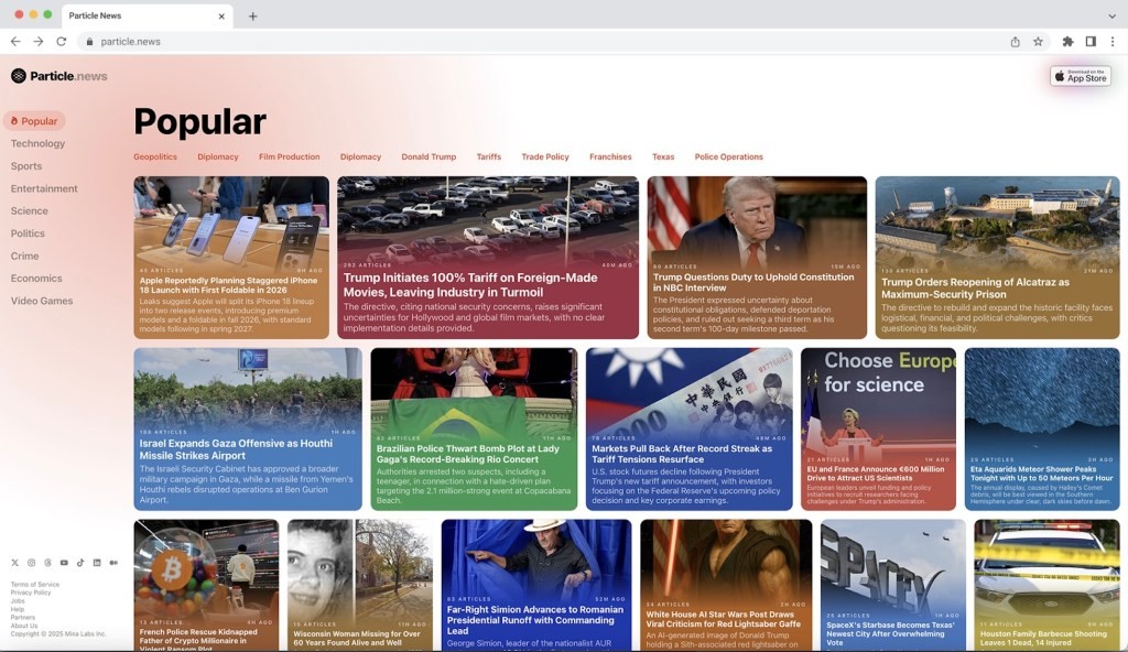 Particle AI News Reader - Now Available on the Web