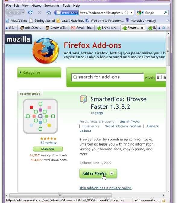 SmarterFox: Replace Internet Explorer Accelerators