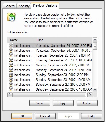 Recover Deleted Files with Shadow Copy in Windows Server 2003
