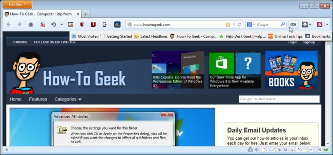 Firefox Toolbar to Buttons: Save Screen Space