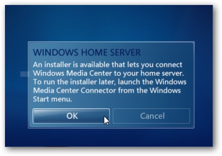Windows Media Center Connector for Windows Home Server Setup