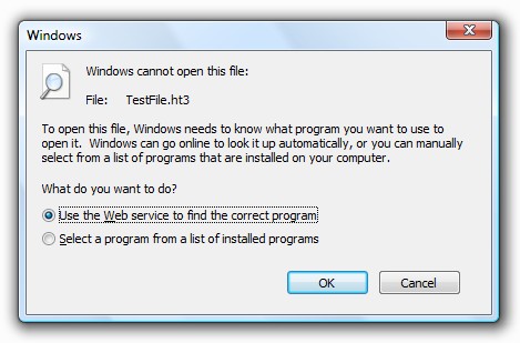 Disable 'Use the Web service to find the correct program' Dialog