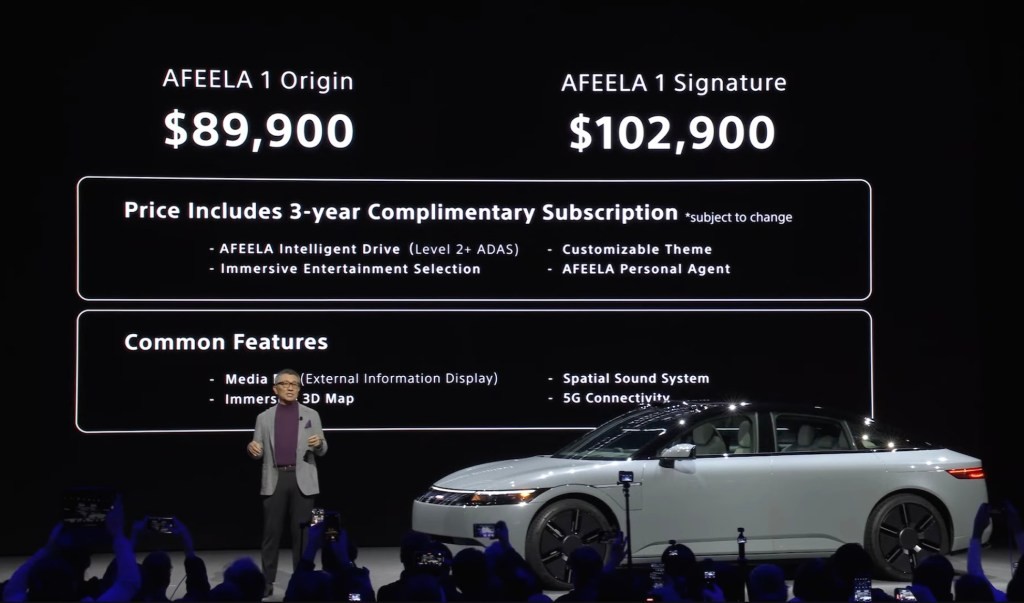 Afeela EV Price Revealed: Sony Honda Mobility's Electric Car Starts at $89,900