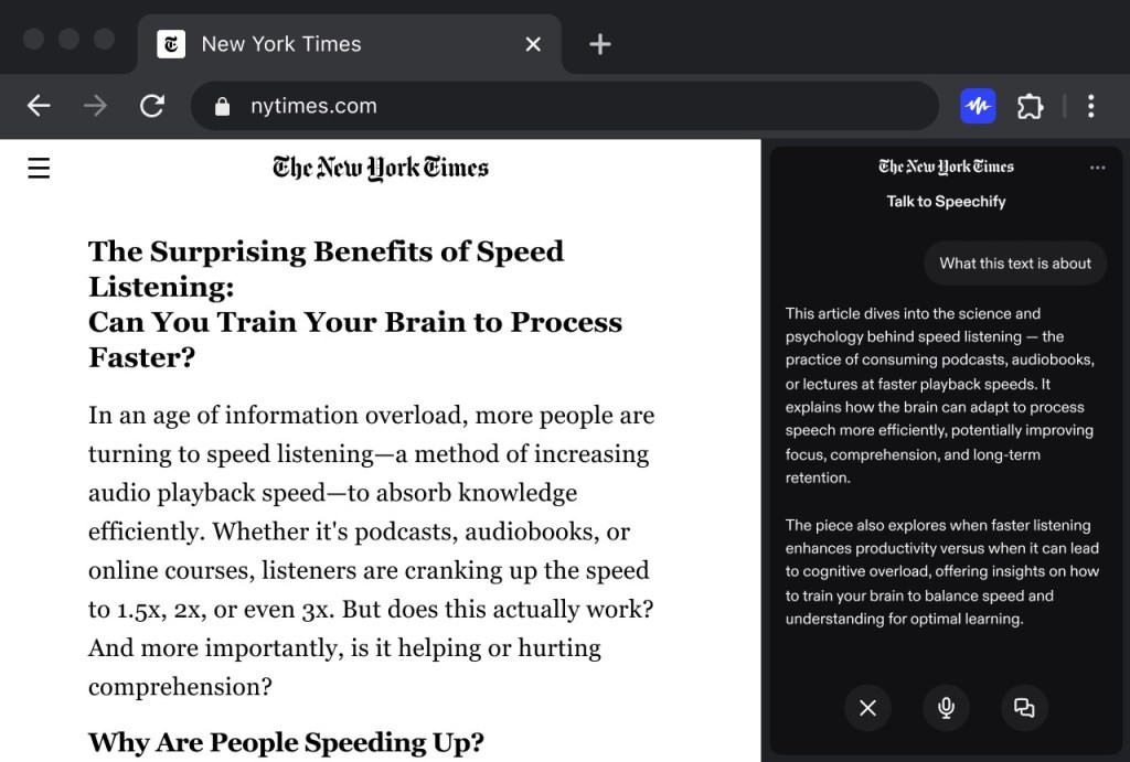 Speechify Chrome Extension Adds Voice Typing & Assistant