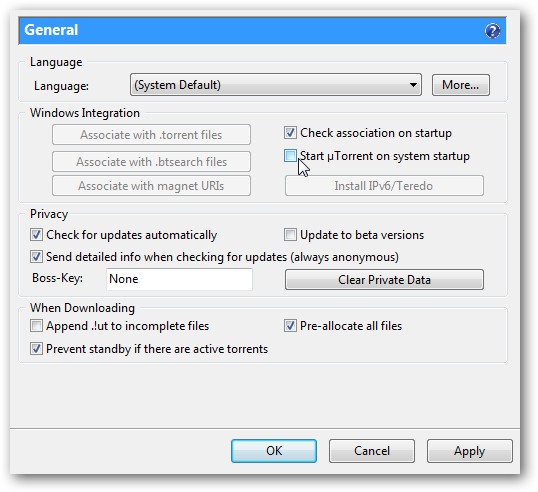 Stop uTorrent 2.0 From Auto-Starting in Windows - Guide