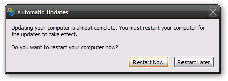 Disable Restart Now Dialog - Windows XP Updates