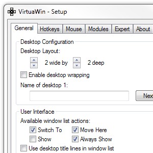 VirtuaWin: Free Virtual Desktop Manager for Windows